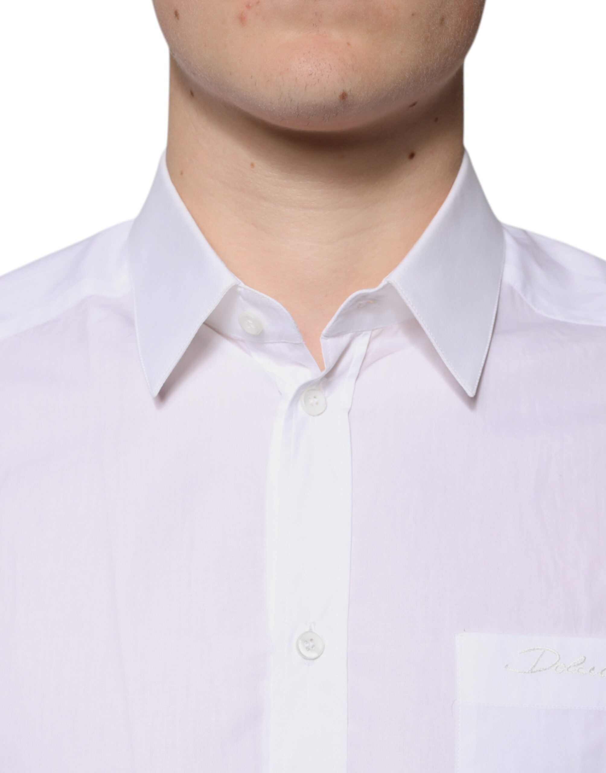 Dolce & Gabbana White cotton shirt with long sleeves GOLD